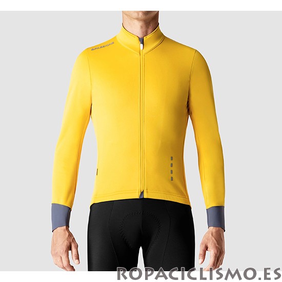 2019 Maillot La Passione Tirantes Mangas Largas Amarillo Gris